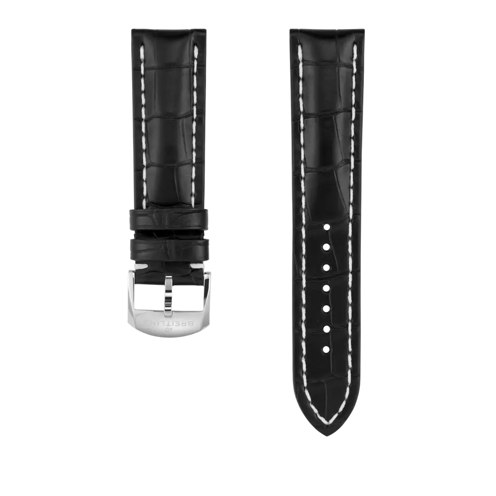 ★お値下げ【新品未使用】ブライトリングブラックアリゲーターストラップ22mm ブラック アリゲーターストラップ - 22 1026P | Breitling