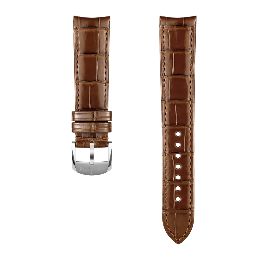 BREITLING ブラウンレザーベルト Gold Brown Alligator Leather Strap - 20 1054P | Breitling