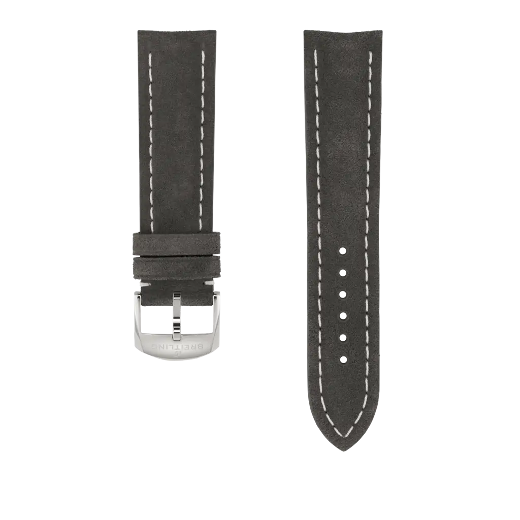 Anthracite Nubuck Calfskin Leather Strap - 22 498X | Breitling