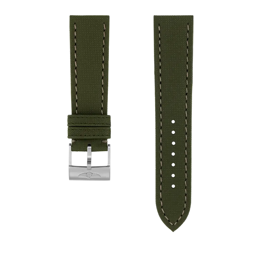 Green Military Calfskin Leather Strap - 22 520X | Breitling