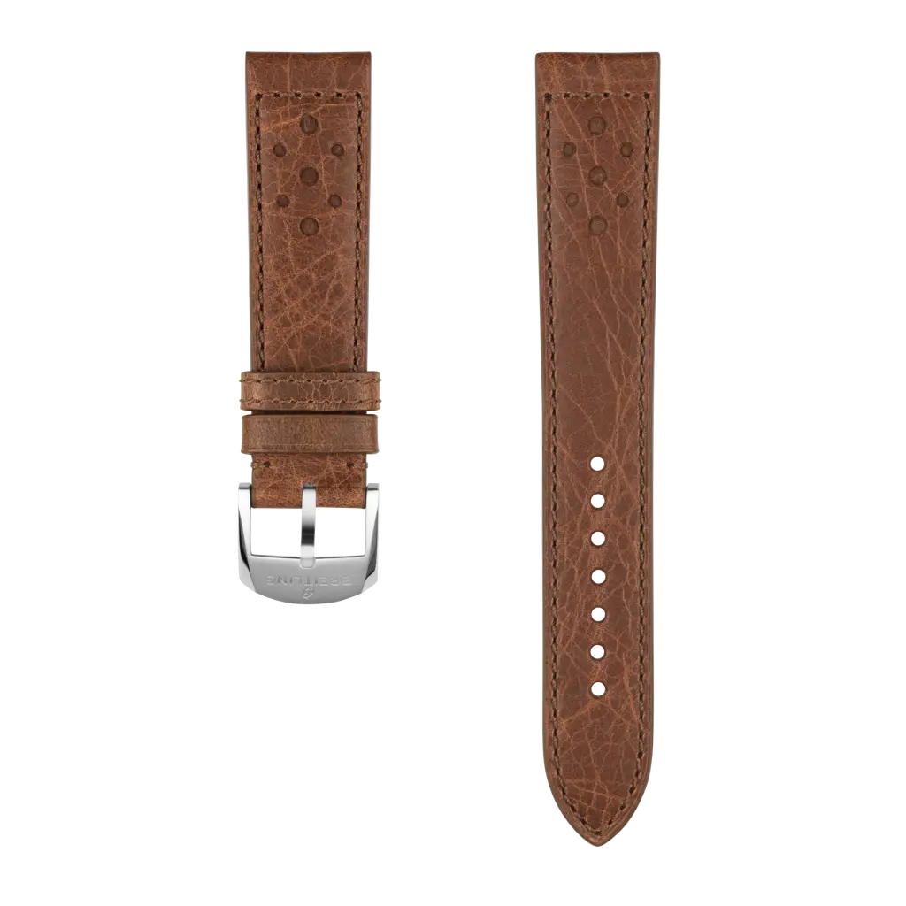 BREITLING レザーベルト 20mm ブラウン Breitling Brown Leather Strap with White Contrast Stitching 24