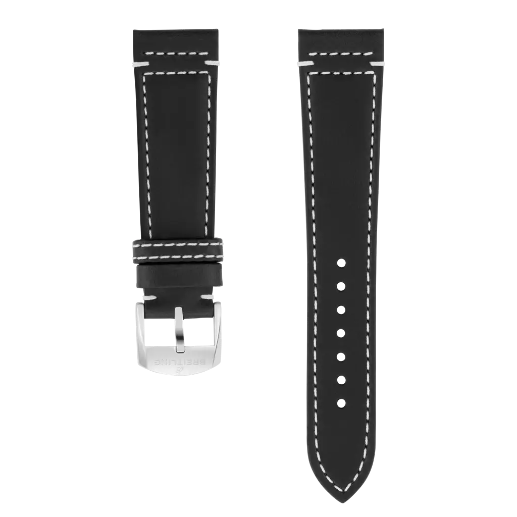 Black Drakkar Calfskin Leather Strap - 24 548X | Breitling