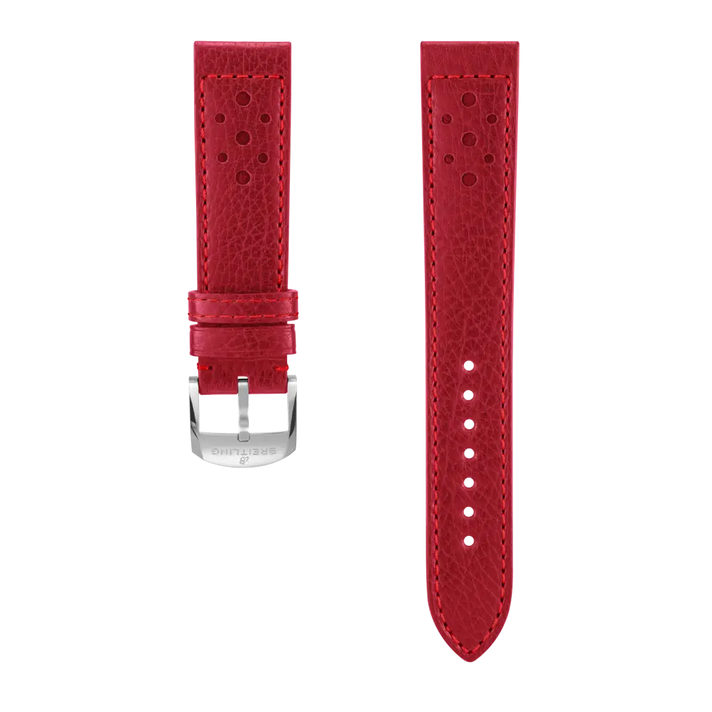 Red Racing Themed Calfskin Leather Strap - 20 561X | Breitling