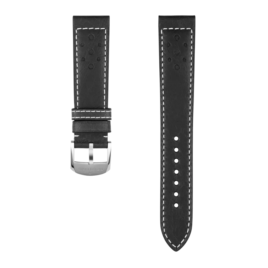 Black Racing Themed Calfskin Leather Strap - 20 639X | Breitling