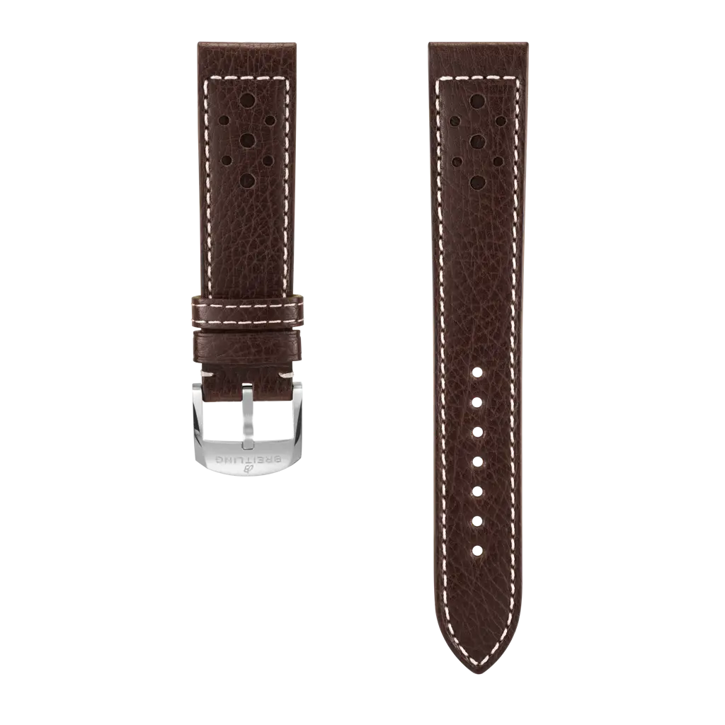 BREITLING ブラウンレザーベルト Brown Racing Themed Calfskin Leather Strap - 20 644XS