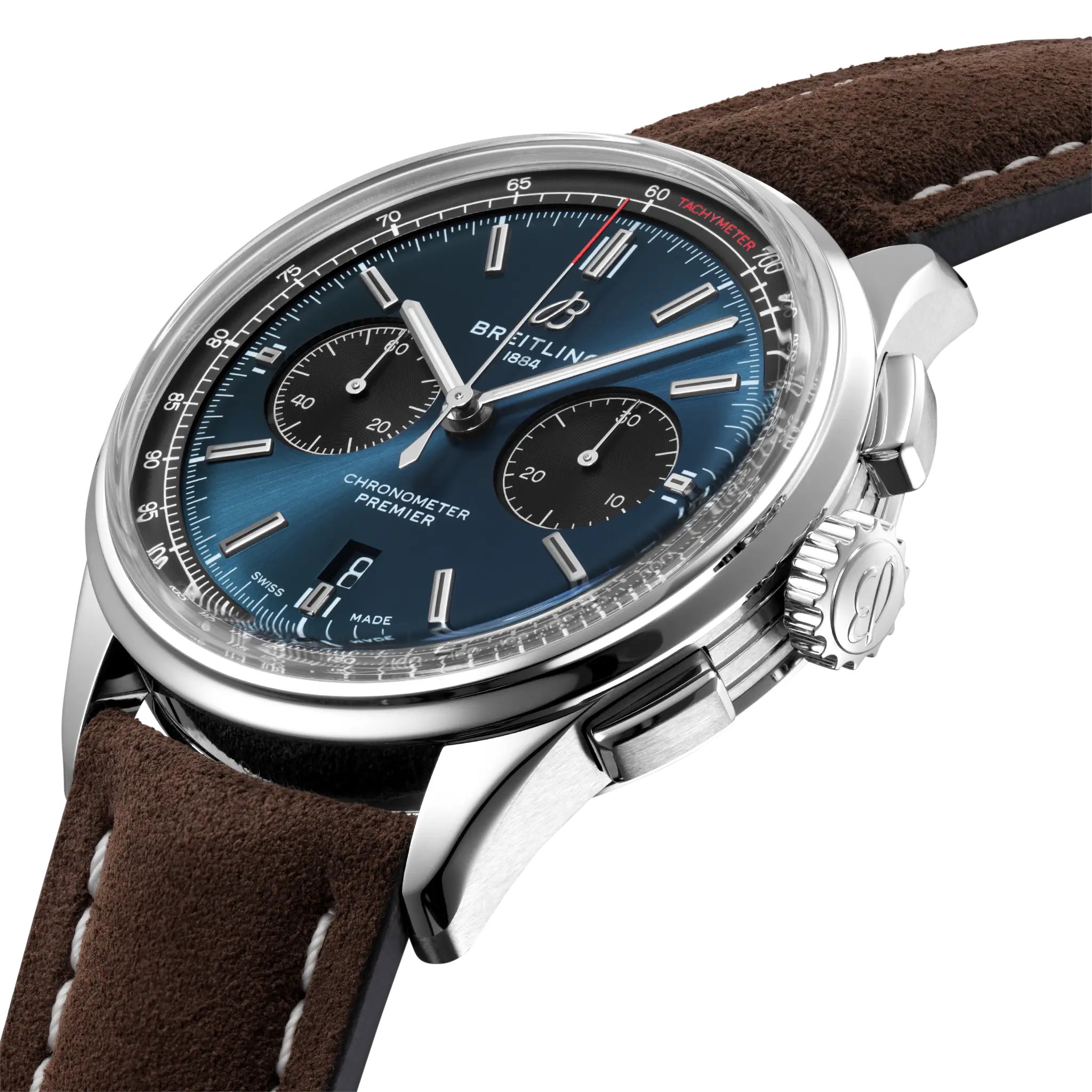 Breitling Premier B01 Chronograph 42mm, Quadrante Panda, Cinturino Nero, AB0118221G1P1